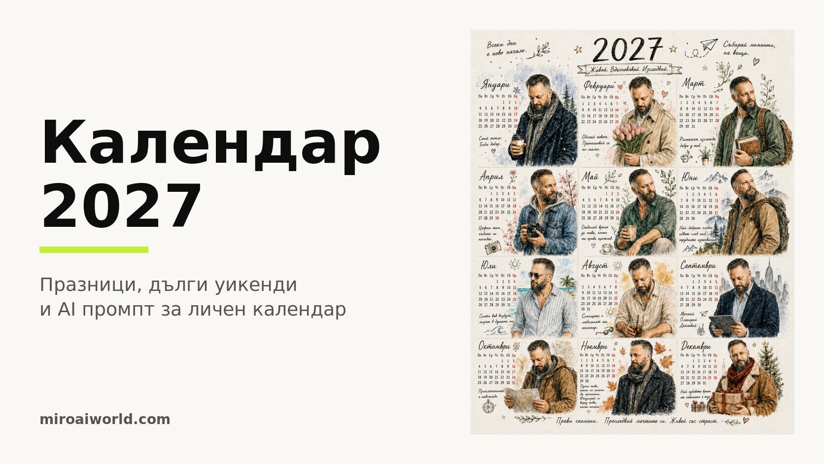 Календар 2027: празници, почивни дни и дълги уикенди